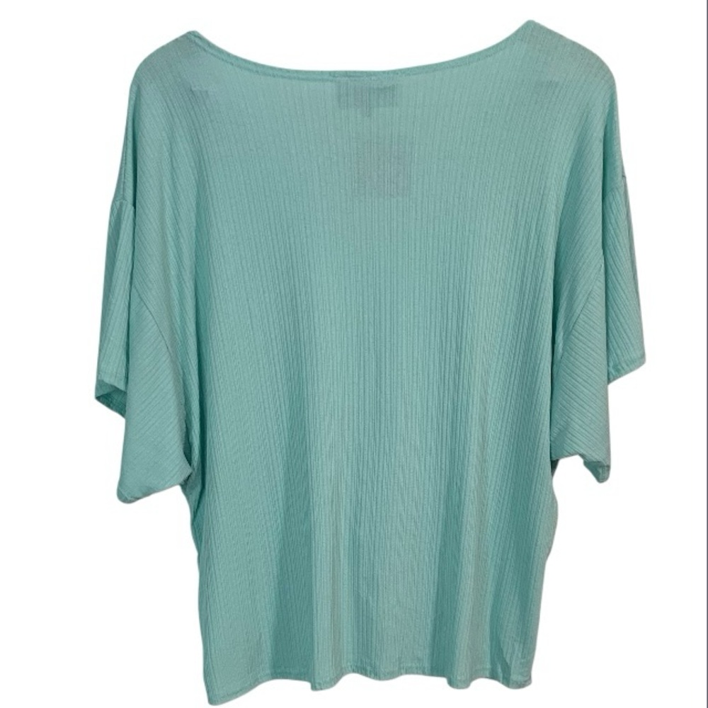 LEXINGTON AVENUE Ruched Front Ribbed Short Sleeve Top - Picture 3 of 6